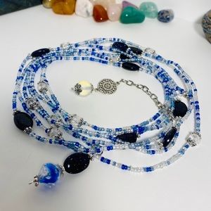 Blue sandstone crystal waistbeads